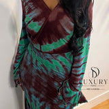 ZAYRA DRESS | MARRON/ VERT