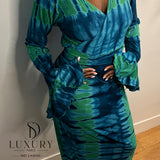ZAYRA DRESS | BLEU/VERT