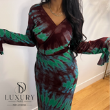 ZAYRA DRESS | MARRON/ VERT
