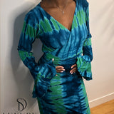 ZAYRA DRESS | BLEU/VERT