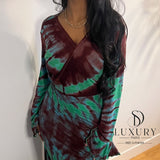ZAYRA DRESS | MARRON/ VERT