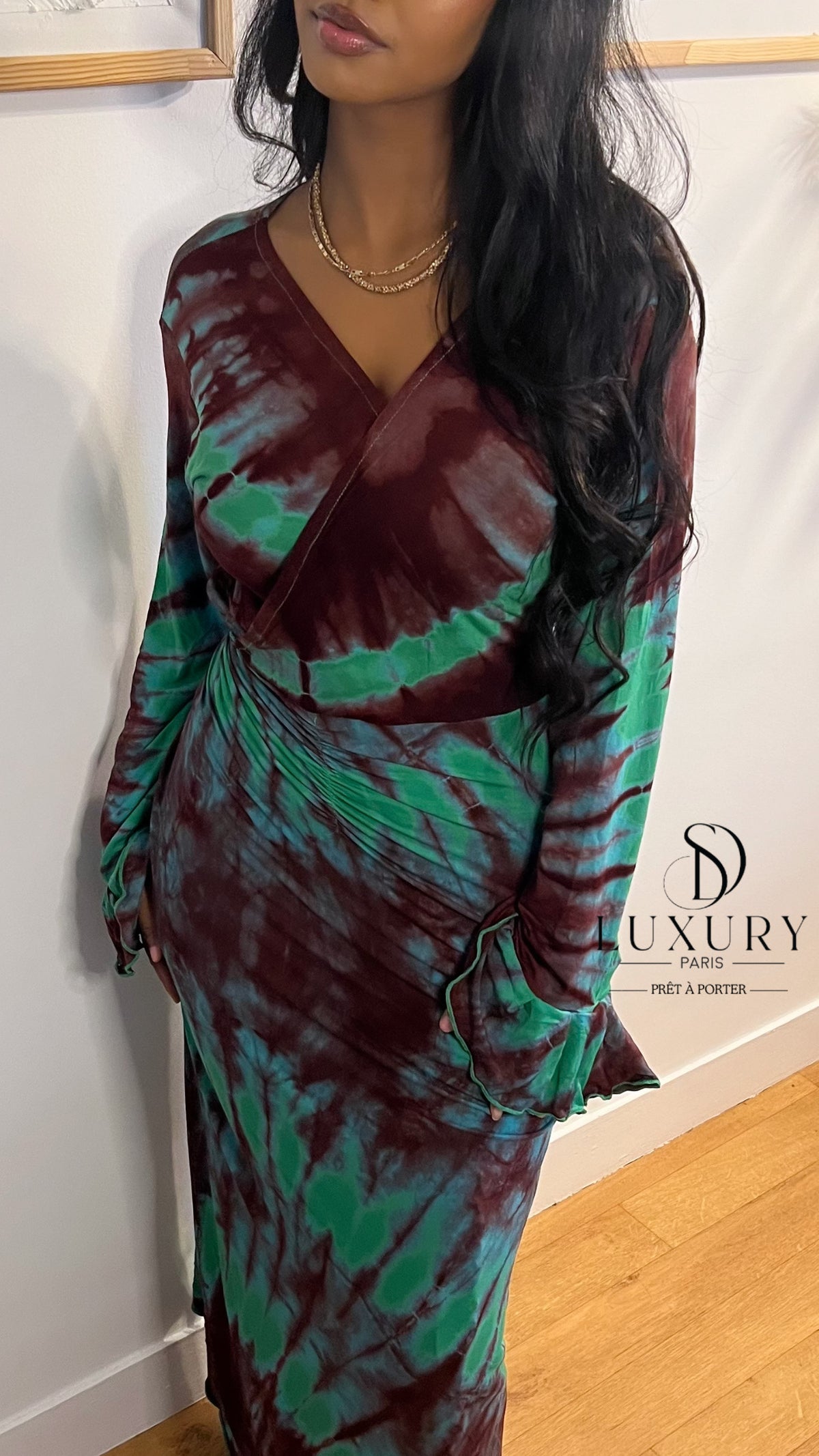 ZAYRA DRESS | MARRON/ VERT