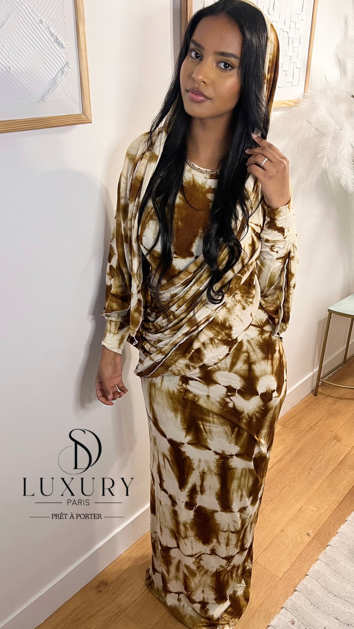 SAOUDIA DRESS | BLANC /MARRON