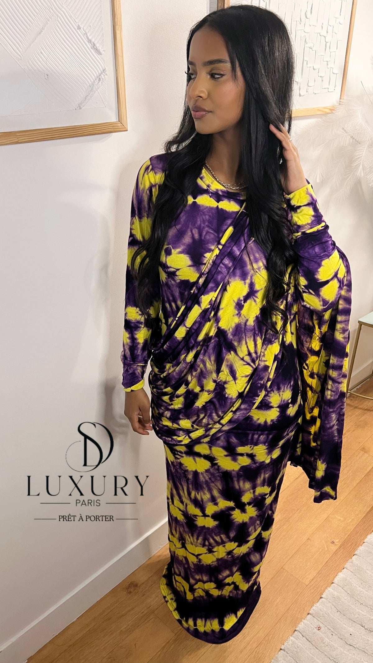 SAOUDIA DRESS | VIOLET/JAUNE