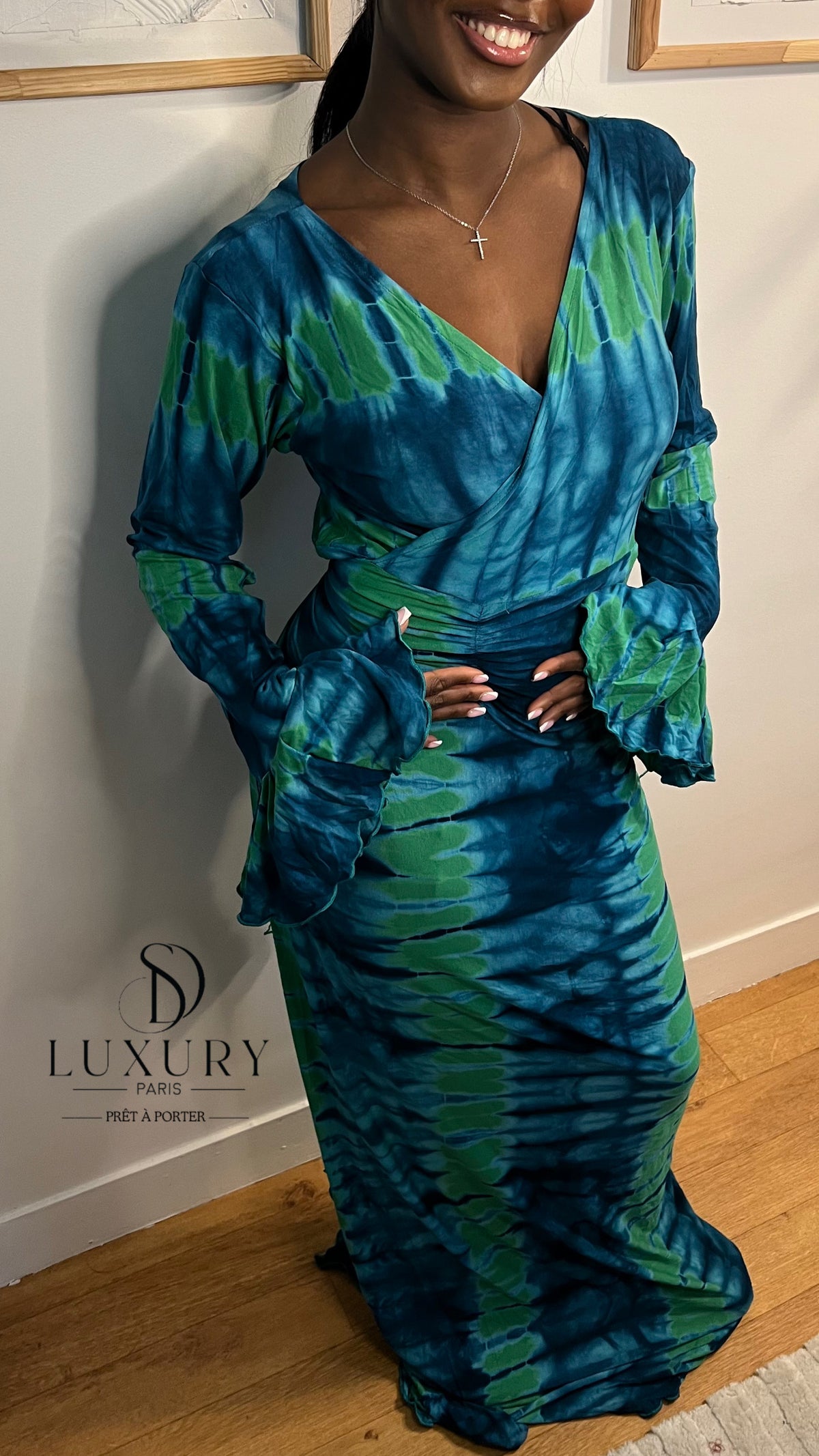 ZAYRA DRESS | BLEU/VERT