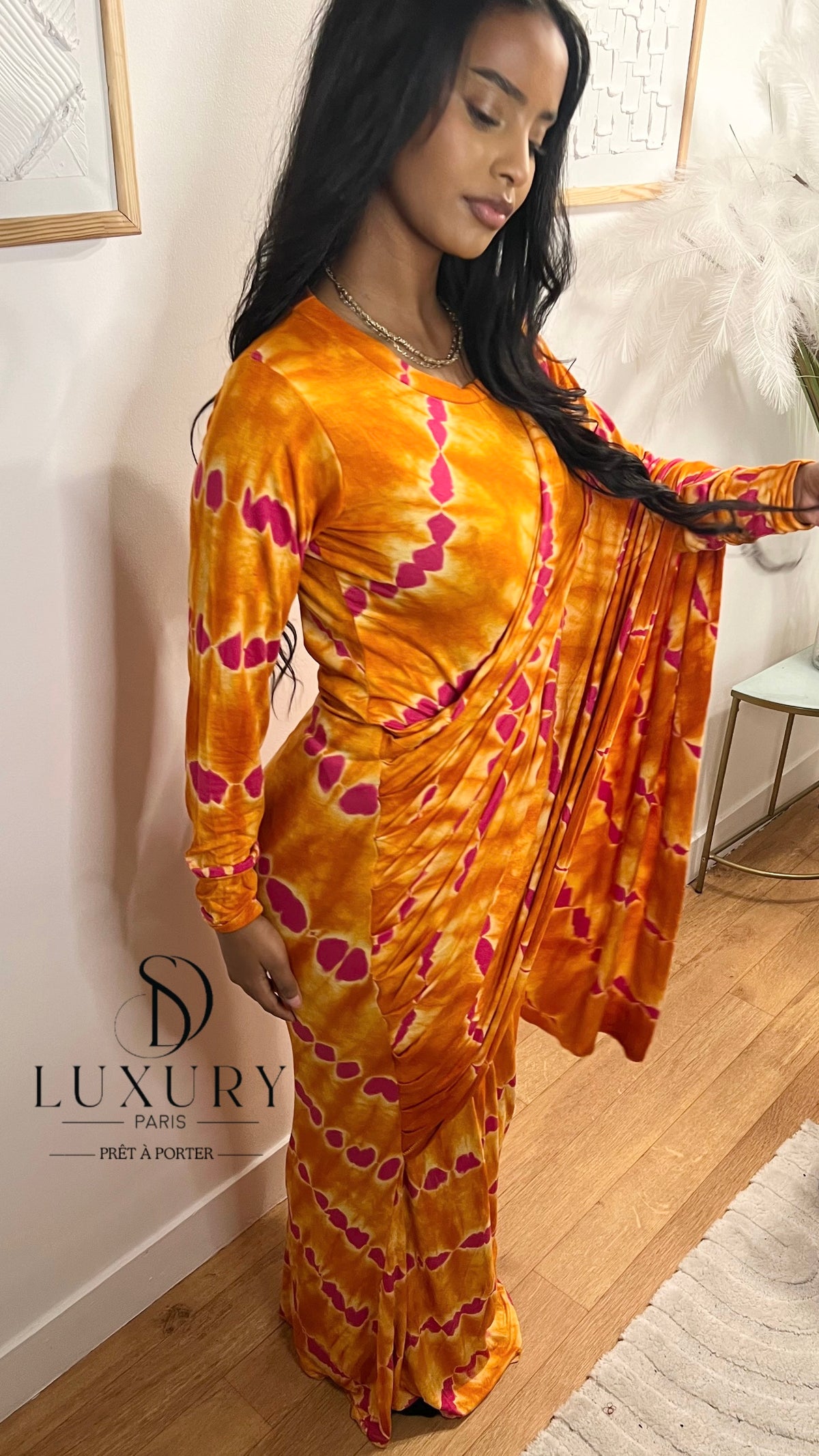 SAOUDIA DRESS | ORANGE/ROSE