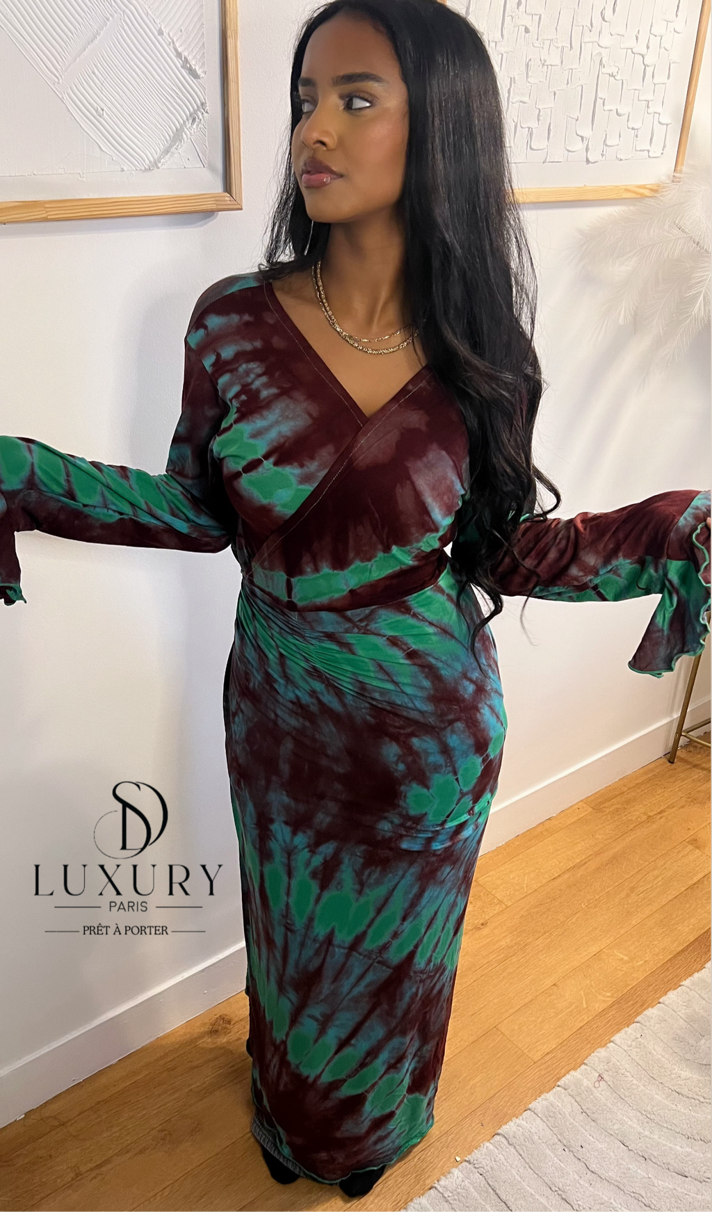 ZAYRA DRESS | MARRON/ VERT