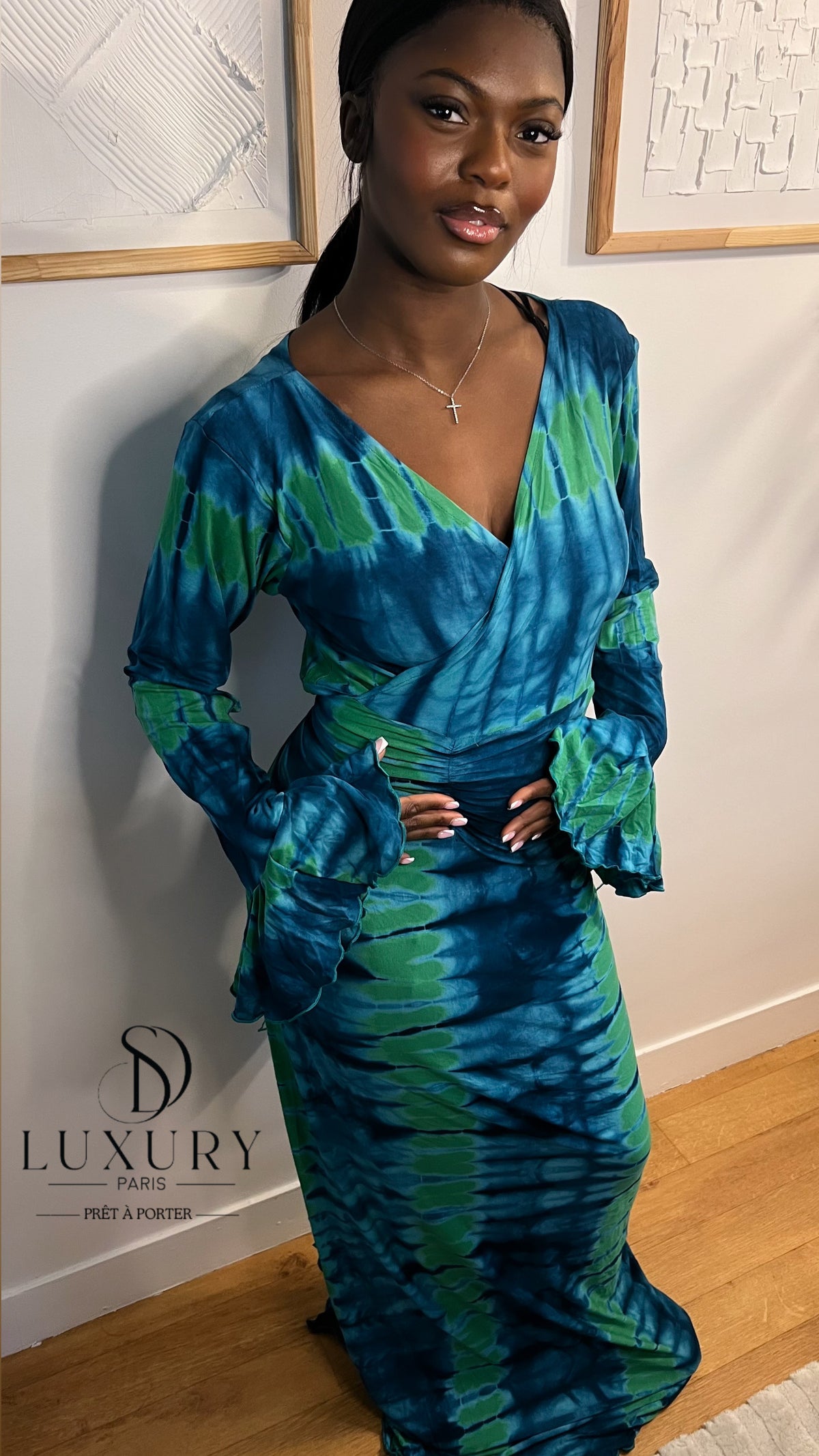 ZAYRA DRESS | BLEU/VERT