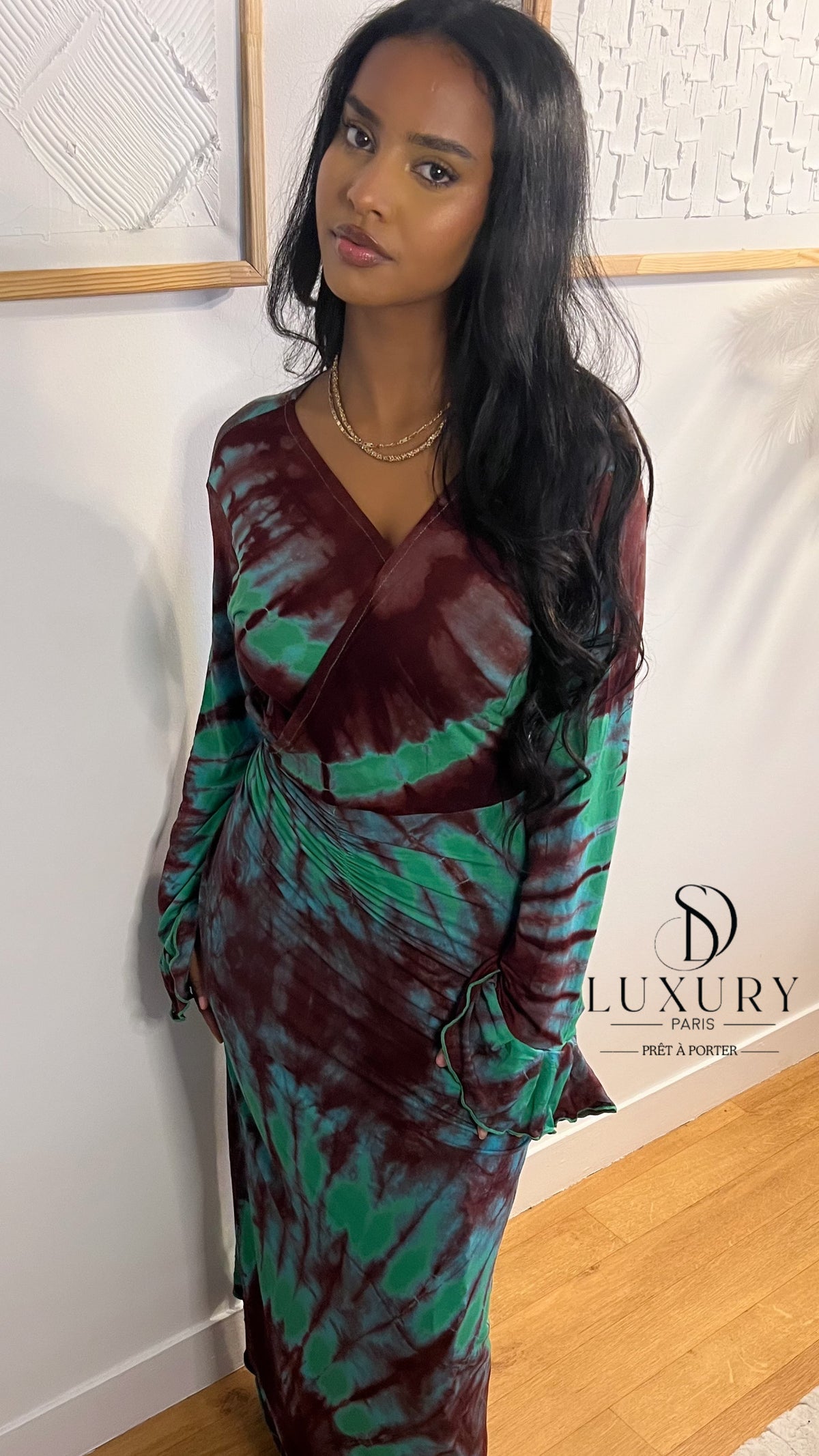 ZAYRA DRESS | MARRON/ VERT