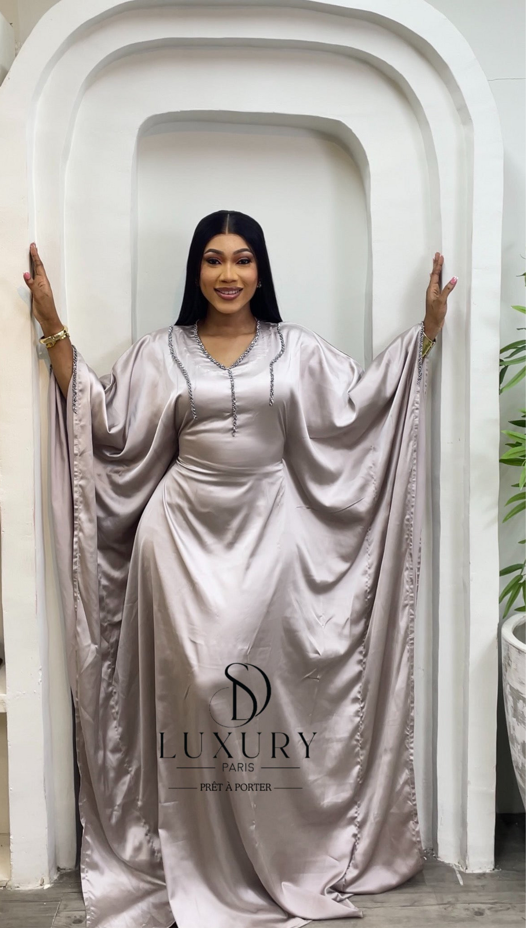 AMANI DRESS / BEIGE ARGENT