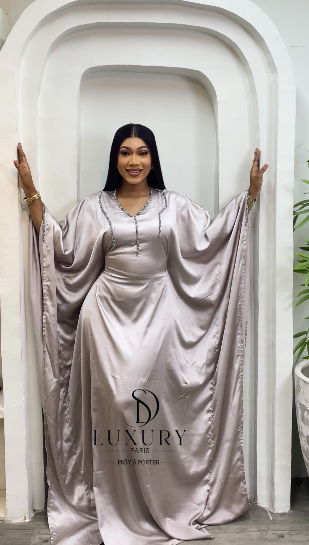 AMANI DRESS / BEIGE ARGENT