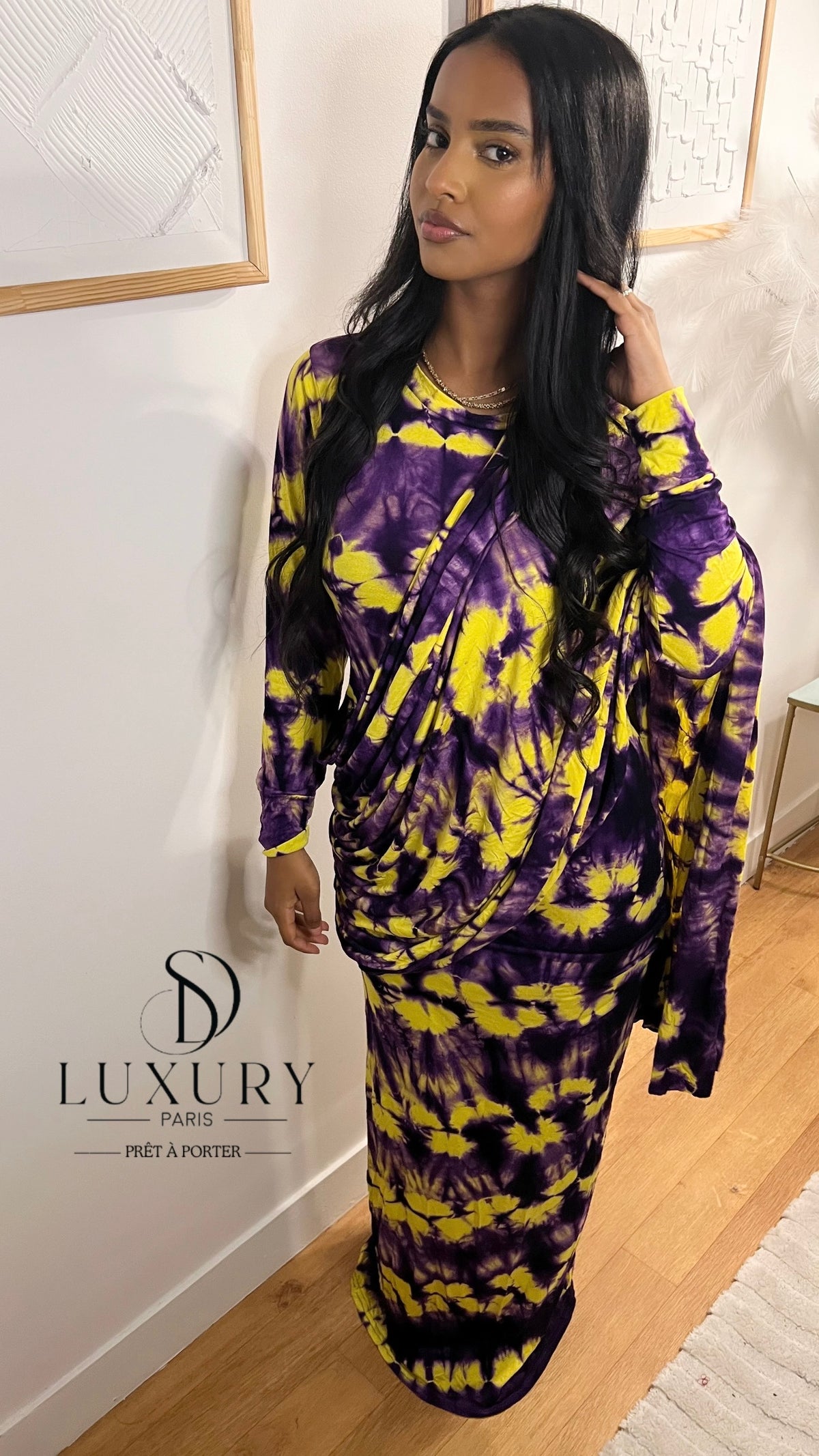 SAOUDIA DRESS | VIOLET/JAUNE